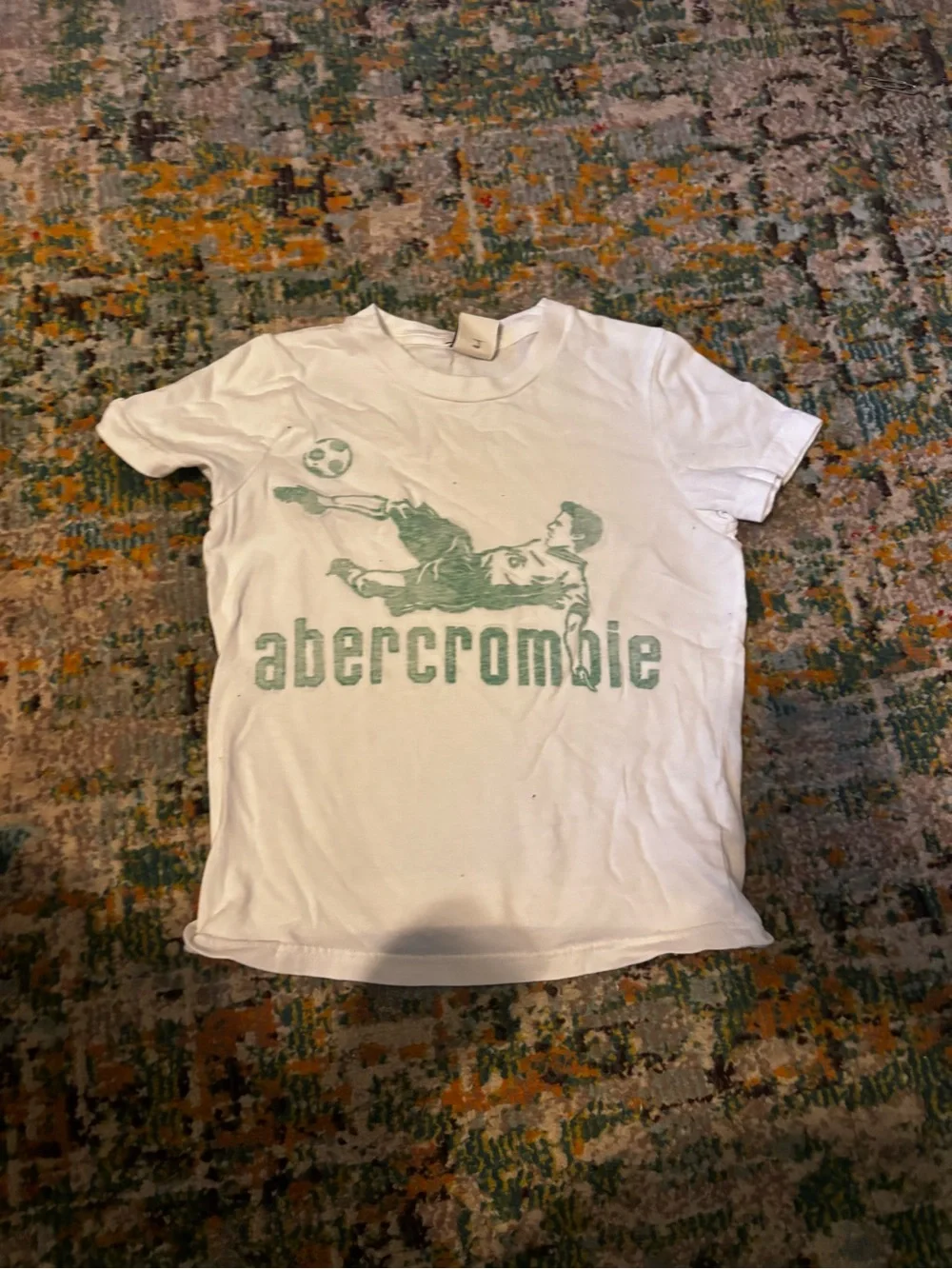 Abercrombie & Fitch White Tee with Green Graphic - Picture 1 of 8
